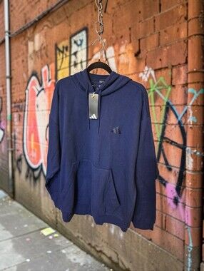ADIDAS Men's Fleece Hoodie  Sweatshirt in "Night Indigo" Size XL